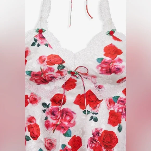 FOR LOVE & LEMONS *NWT* Floral Carol Slip Mini Dress Size XS in Red, White, Pink - Picture 7 of 9